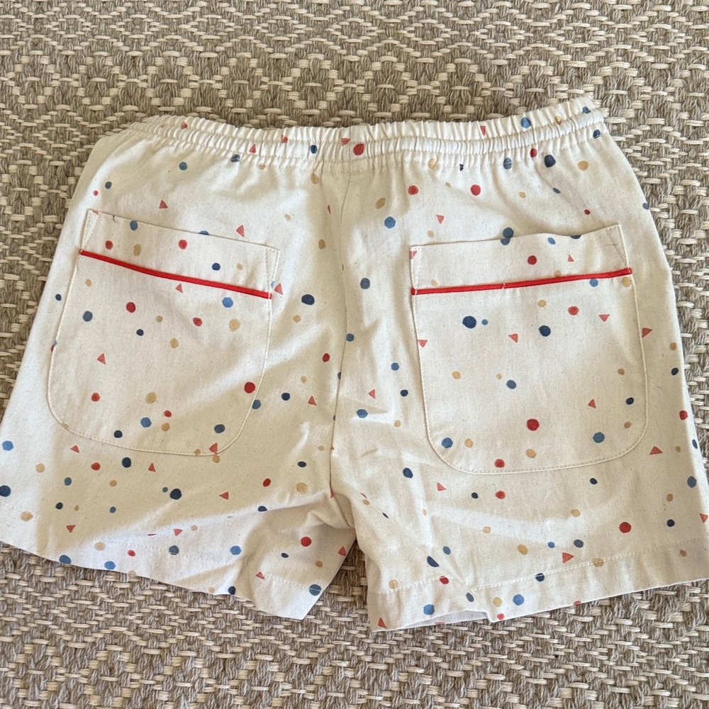 Oso & Me NWT Kids Cream Dot Print Bingo Shorts with Red Drawstring. Size Y8 - Picture 5 of 5